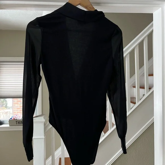 Bardot Black Sheer Wrap Long Sleeve Bodysuit - Picture 3 of 11